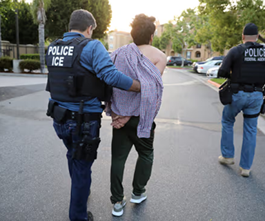 Police officer arresting a persion