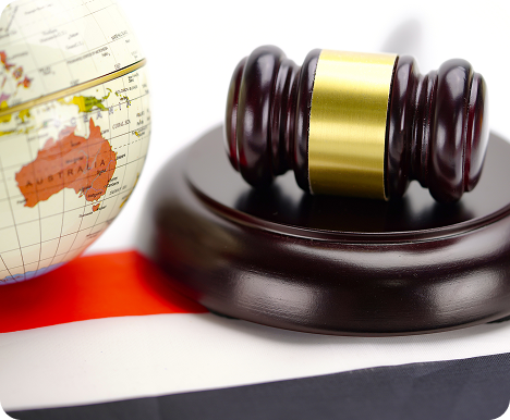 Immigration law gavel with globe representing international legal services