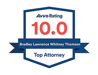 Avvo Rating 10.0 Top Attorney badge for immigration lawyer Bradley Lawrence Whitney Thompson