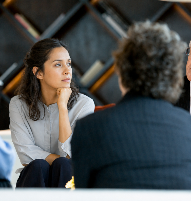 Immigration lawyers discussion with client