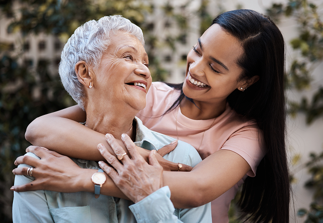 Girl with old women